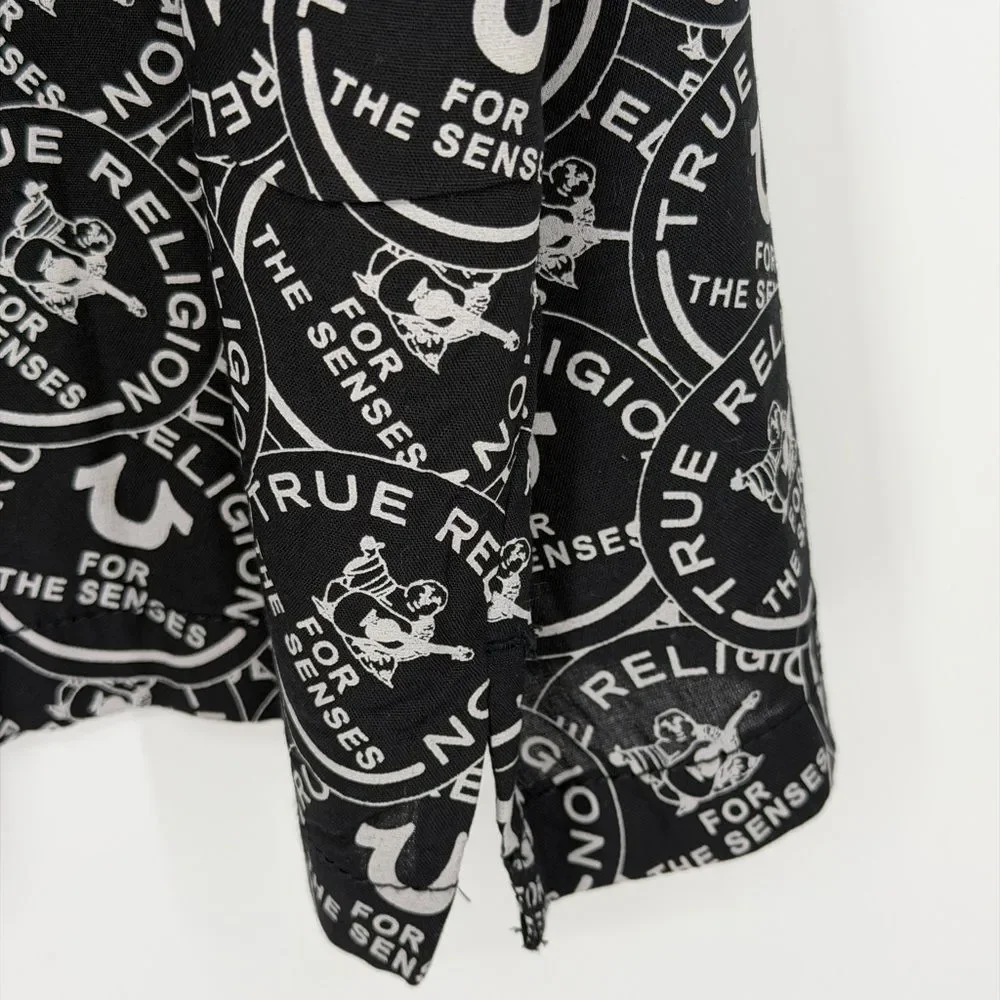 NWT True Religion Men’s Black and White Casual Shirt XL